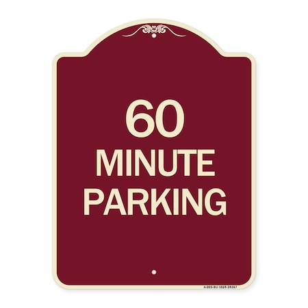 Designer Series 60 Minute Parking, Burgundy Heavy-Gauge Aluminum Architectural Sign